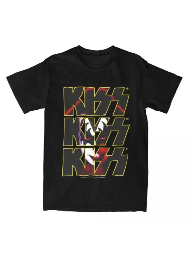 Creative KISS Band Triple  Demon T-Shirts Men Women Tees Shirt Plus Size Clothes